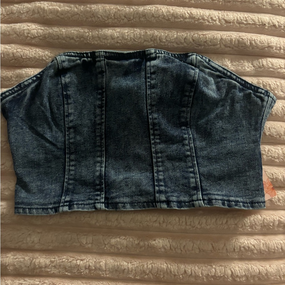 strapless jean top